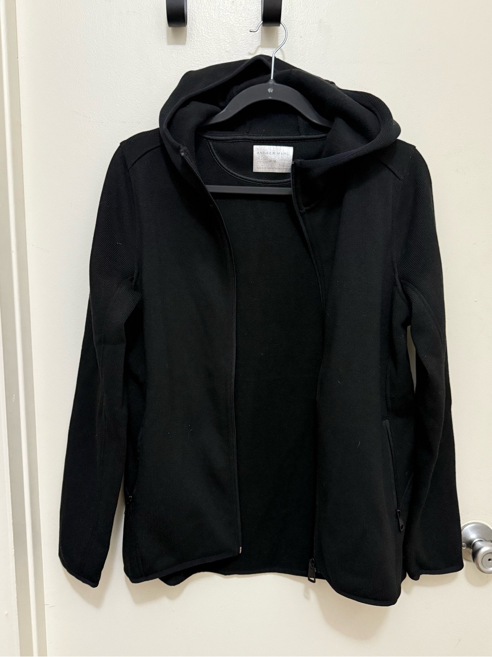 Andrew Marc Black Hooded Zip Jacket